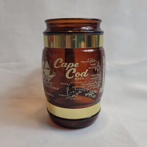 Siesta Ware Amber Brown Glass Barrel Mug Wood Handle Cape Cod